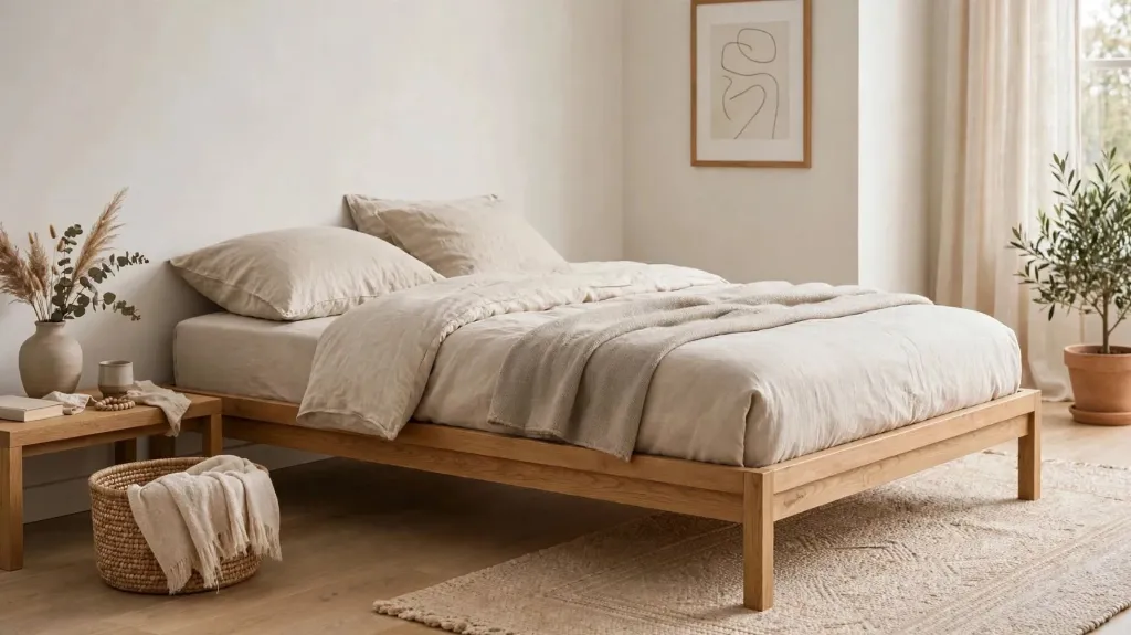 Oak Scandinavian Low Profile Single Bed - Wood Furniture | Oak Single Bed | Low Profile Bed