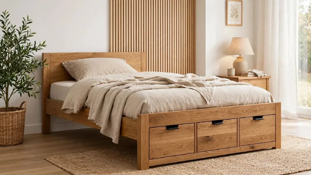 Storage Drawer Single Bed - Custom Storage Bed | Oak Storage Single Bed | 3 Drawer Single Bed | Furniture by Shakir
