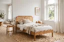 Rattan Cane Single Bed - Natural Wood Furniture | Cane Jali Single Bed | Natural Oak Cane Bed | Furniture by Shakir