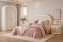 Aura Blush Bridal Bed Set - Modern LED Boucle Luxury Bed in Pakistan