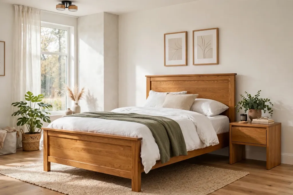 Solid Panel Honey Oak Single Bed | Premium Wooden Single Bed Price in Pakistan | Furniture by Shakir