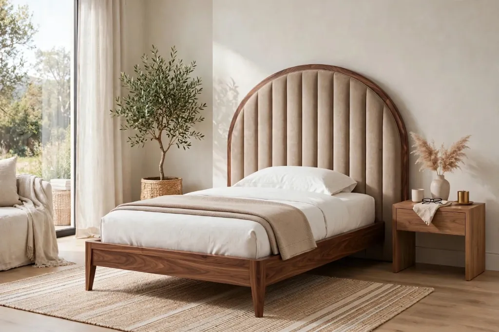 Curved Arched Headboard Single Bed - Custom Made Beds | Premium Single Bed Design | Furniture by Shakir